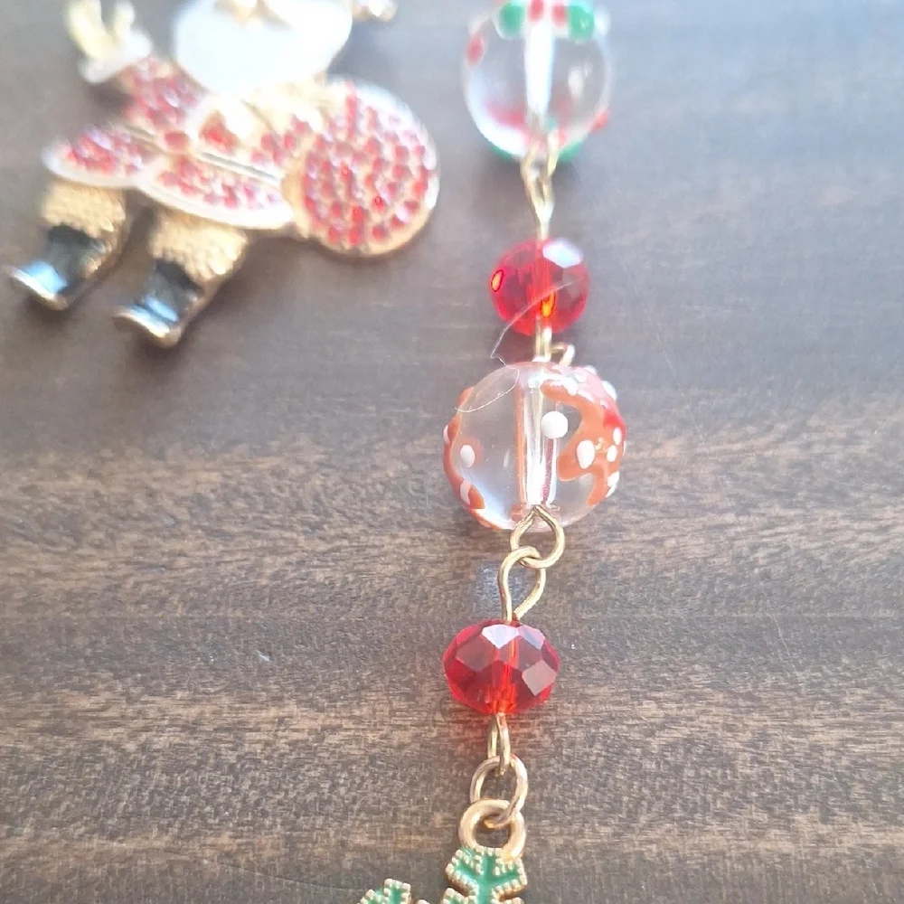 Holiday Santa and Snowflake Keychain Bag Charm